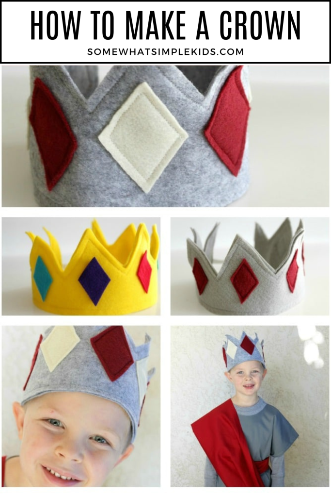 long image of how to make a felt crown with 2 little boys modeling them