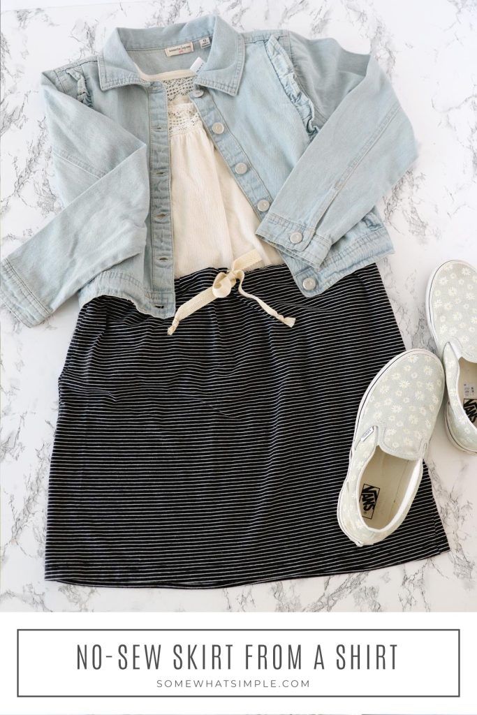 finished girls' skirt made from a man's shirt