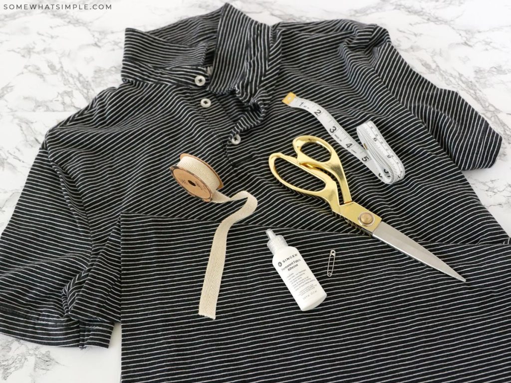 supplies needed to make a skirt from a shirt