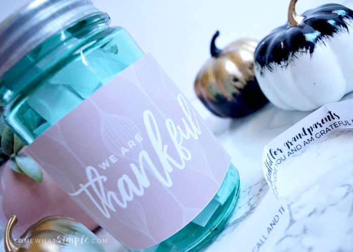 close up of thanksgiving countdown jar