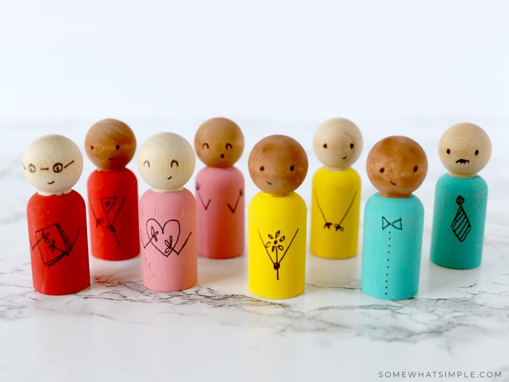 zoomed out shot of Wooden Spool Dolls