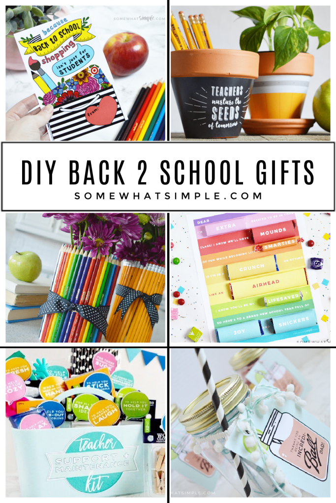 collage of back to school gift ideas for the teacher
