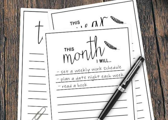 Monthly Goals Printable