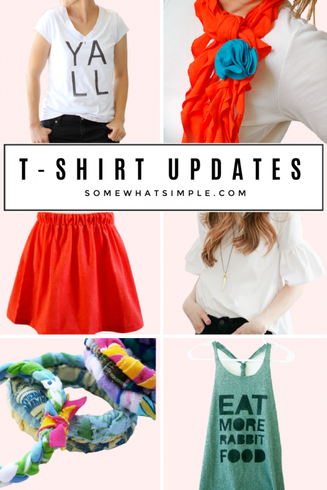 a collage of tshirt refashion tutorials and things you can make from an old tshirt