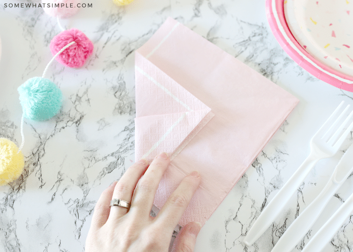 folded pink napkin