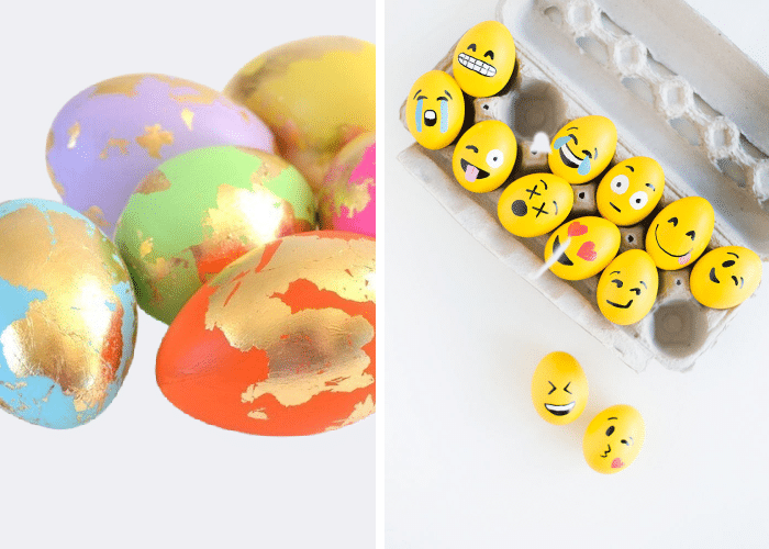 eggs decorated to look like yellow emojis