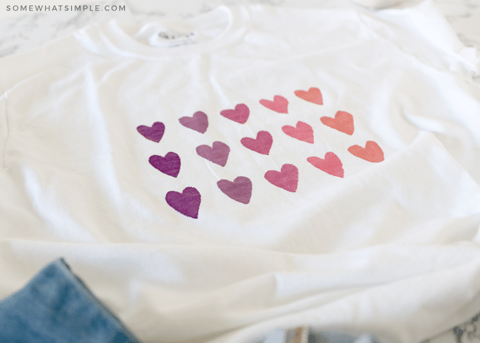 painted hearts on a white shirt