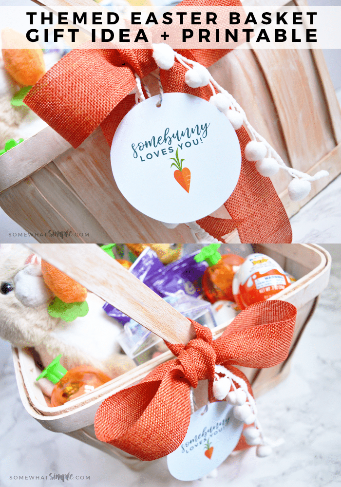 a themed Easter basket with free printable tags