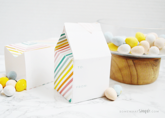 a cute easter treat box you can make with paper and fill with candy