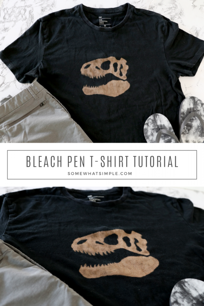 collage of images showing how to bleach a t shirt with a bleach pen