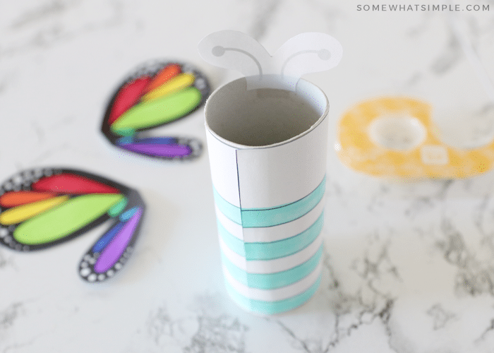 coloring a butterfly craft with markers