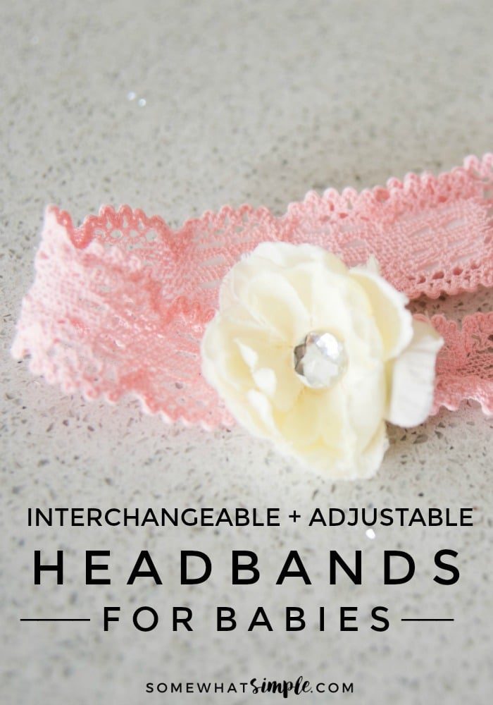 DIY Baby Headband tutorial with a pink lace headband and white flower