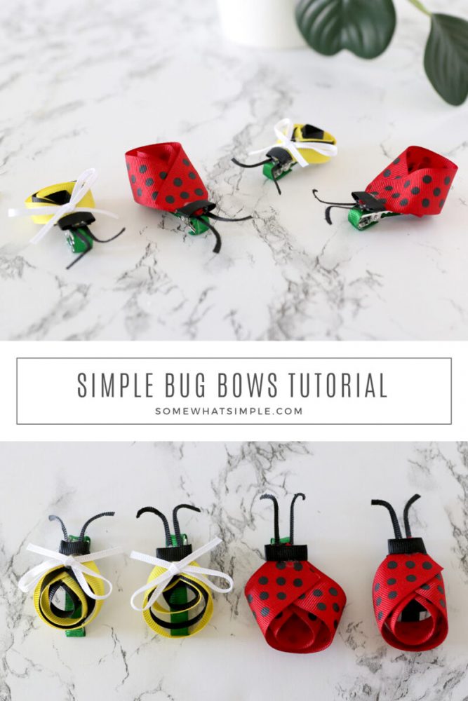collage of pictures featuring how to make bug bows