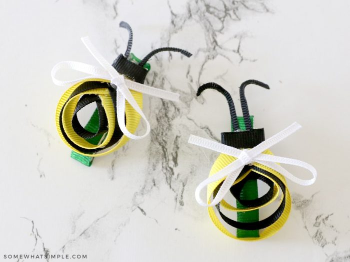 two bee bows on a white counter