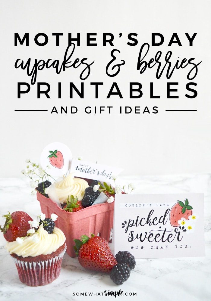 red velvet cupcake with free printable mothers day card