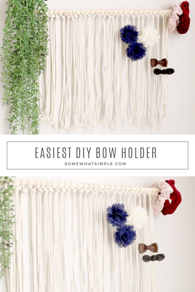 collage of images of a DIY bow holder