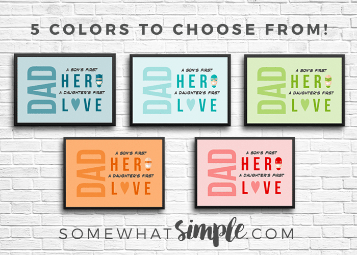 5 colors to choose from for this easy dad quote gift idea