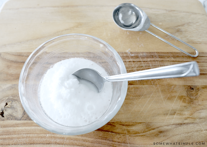 mixing baking soda in a small dish