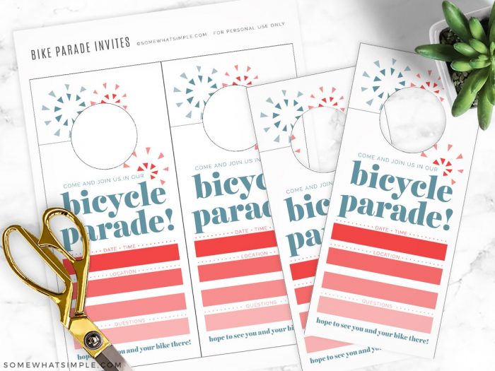 making invitations for a bike parade