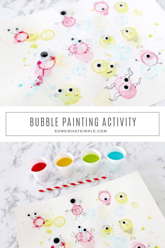collage of bubble painting activites