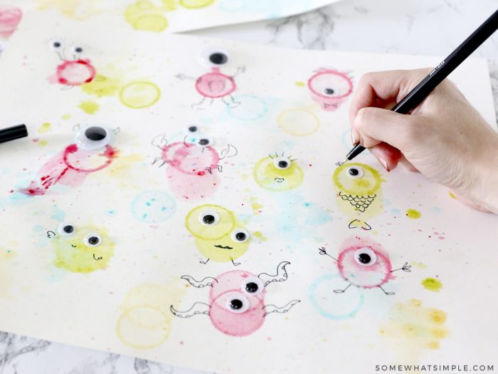 drawing monsters from bubble painting