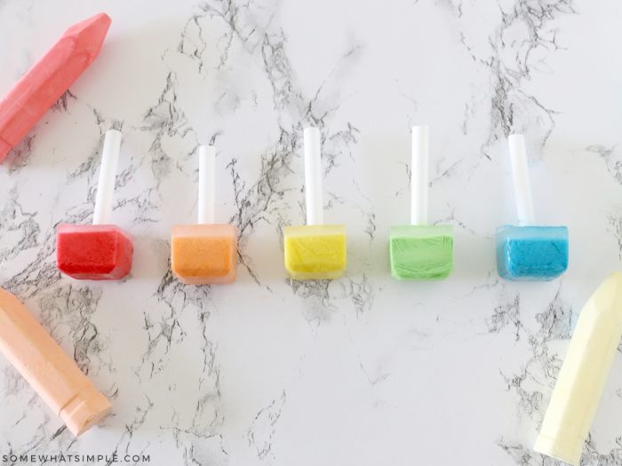 ice chalk lined up on the counter