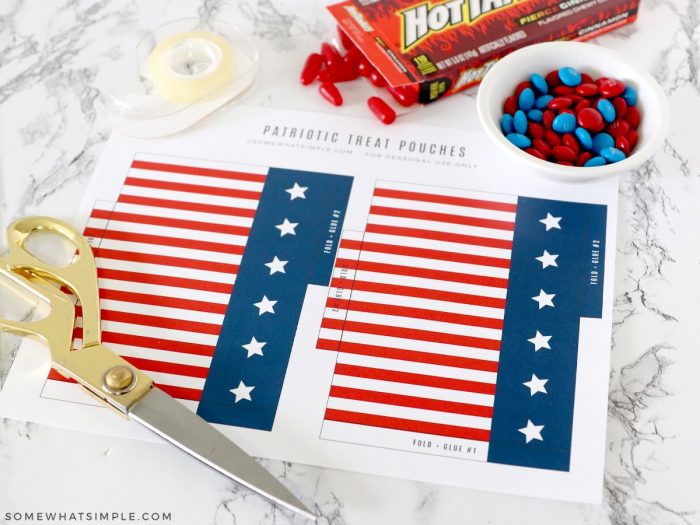 materials needed to make a 4th of july candy gift