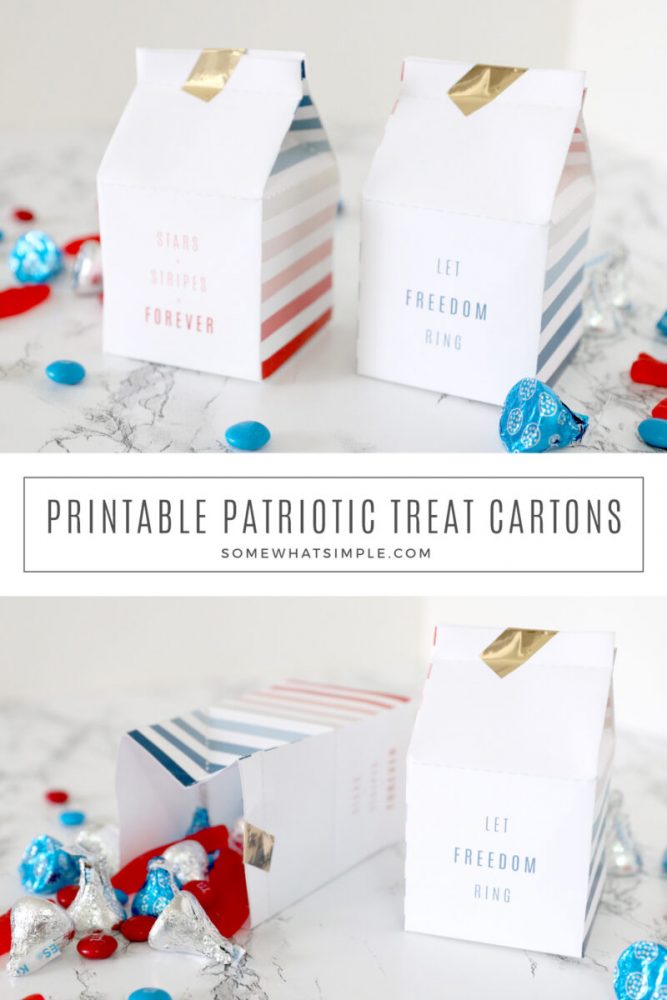collage of images showing how to make 4th of july treat boxes