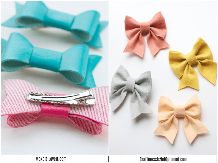 collage of images showing how to make hair bows