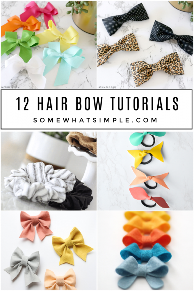 collage of 6 hair bow tutorials