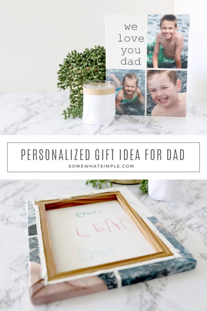 collage of images featuring a personalized gift for dad