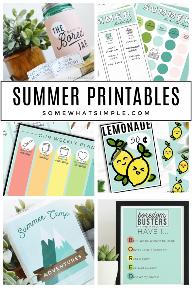 collage of summer printables