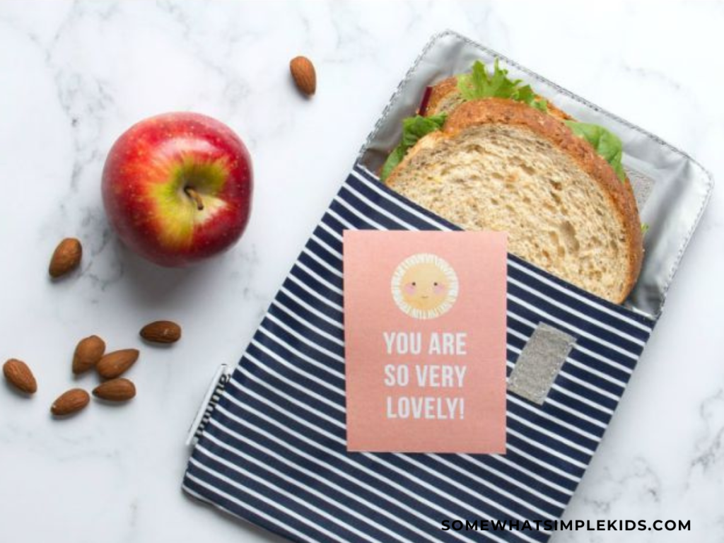 packed sandwich with a lunch note