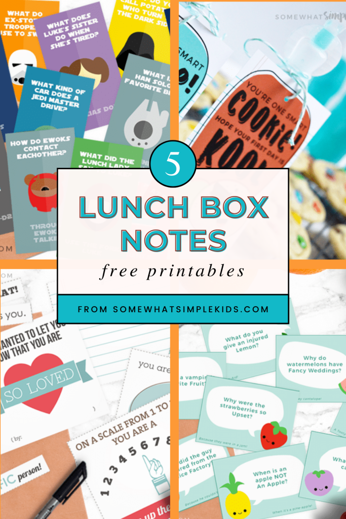 collage of printable lunch notes