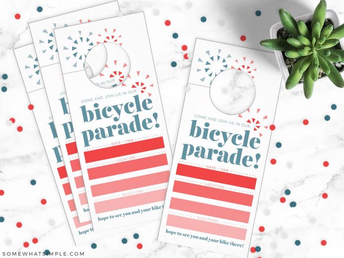 4th of July Bike Parade Invitations on a white counter