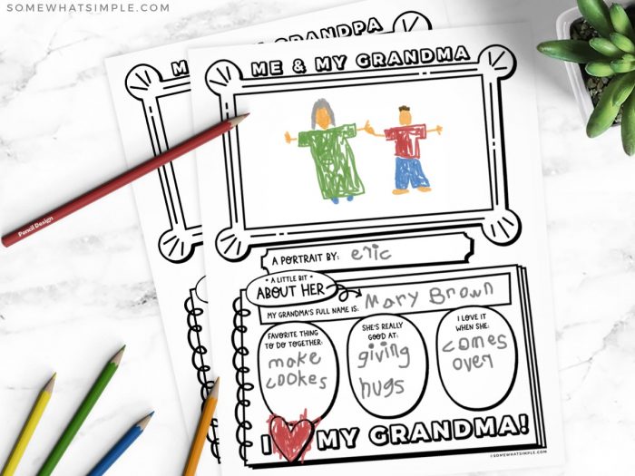 printable grandparents day gift with worksheet for kids to fill out