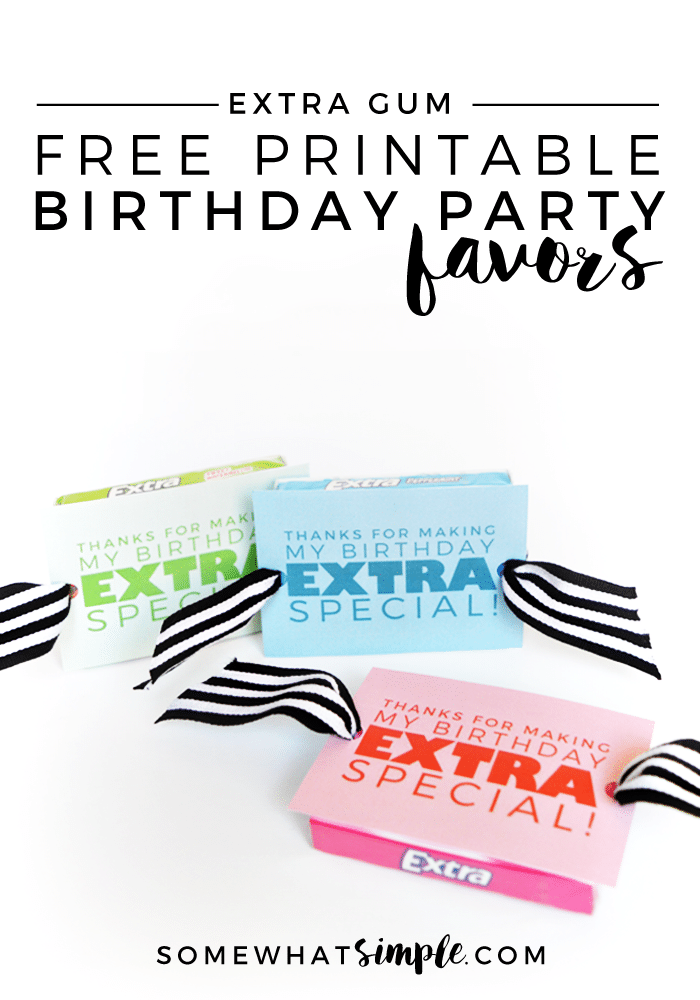 extra gum birthday party favors