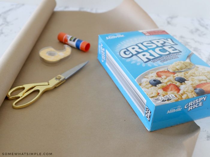 cutting paper to fit a cereal box