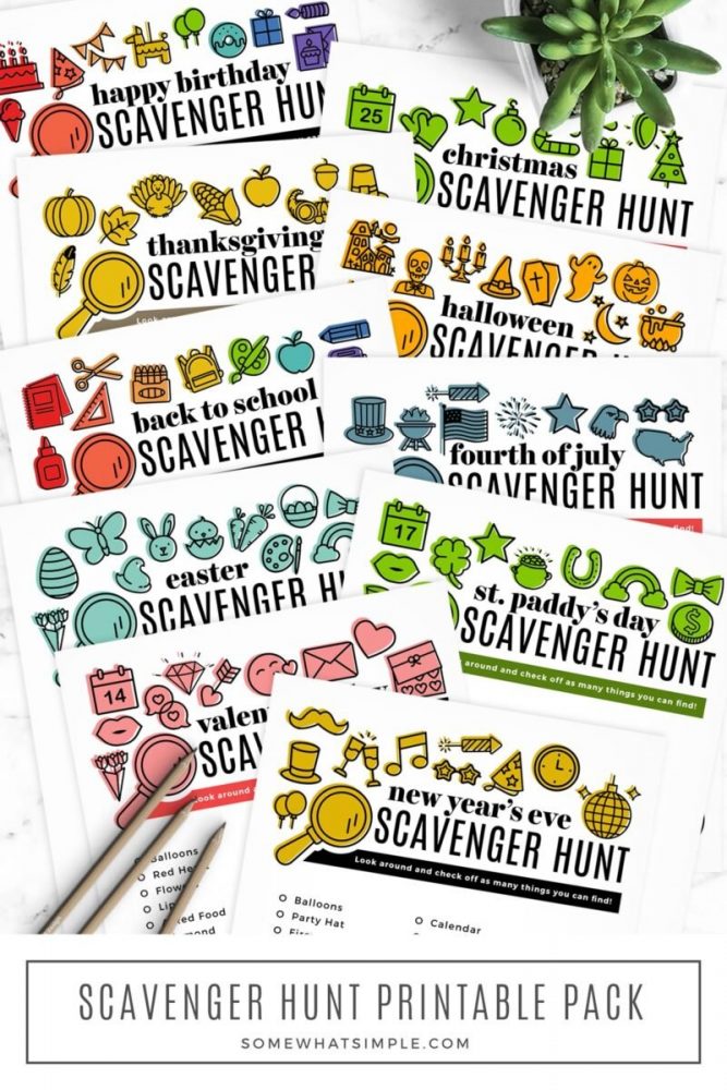 long image of scavenger hunt printables