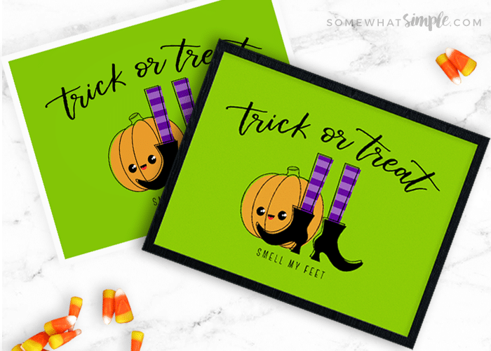 framed and unframed halloween trick or treat sign