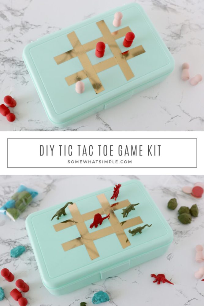 collage of images showing how to make a tic tac toe board