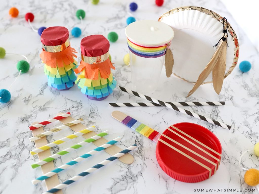 homemade instruments on a white counter