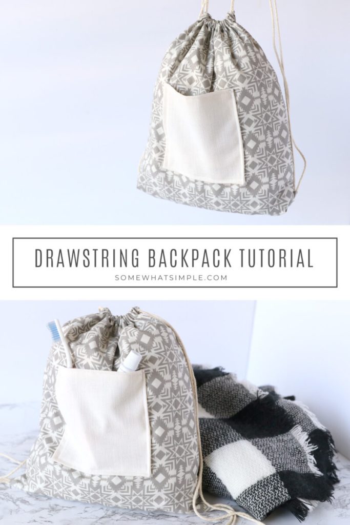 collage of images showing how to make a tote backpack