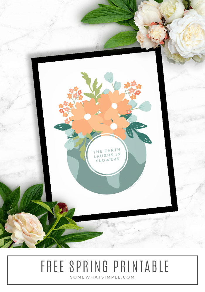 long image of a printable spring quote in a black frame
