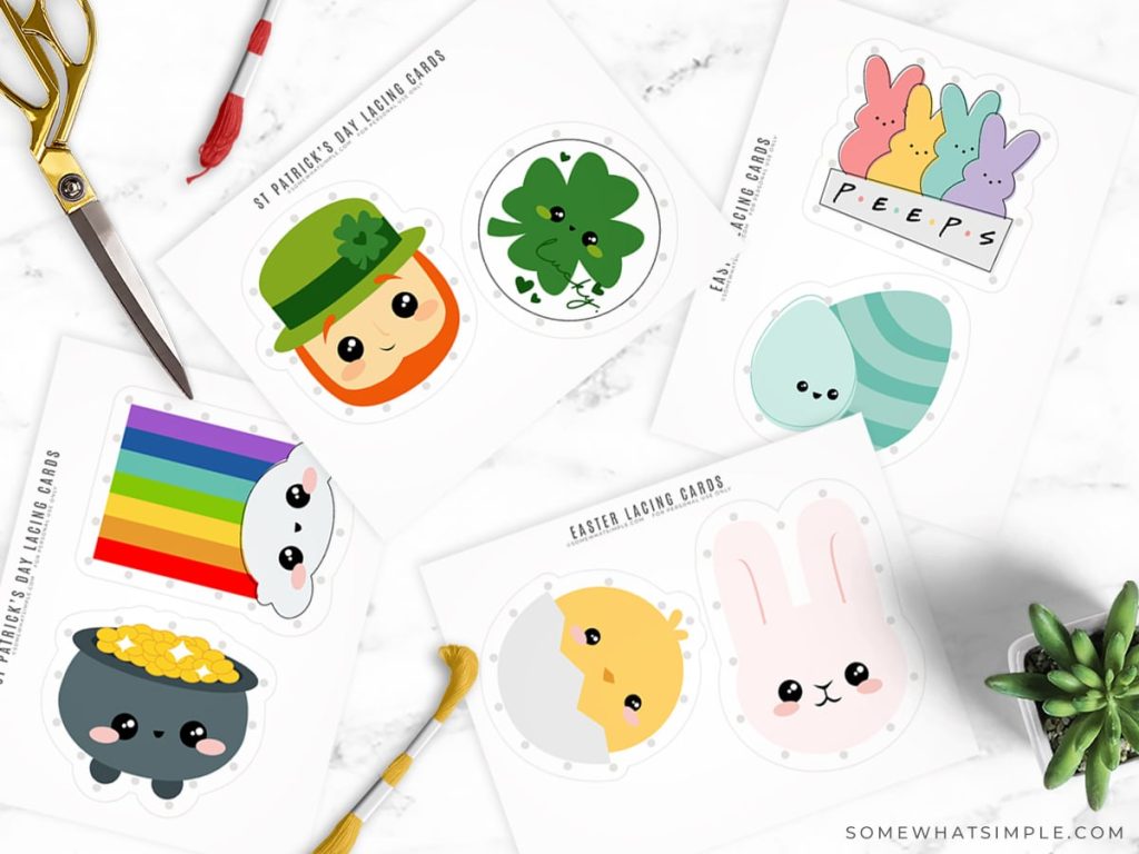 printable lacing cards for st patricks day and easter