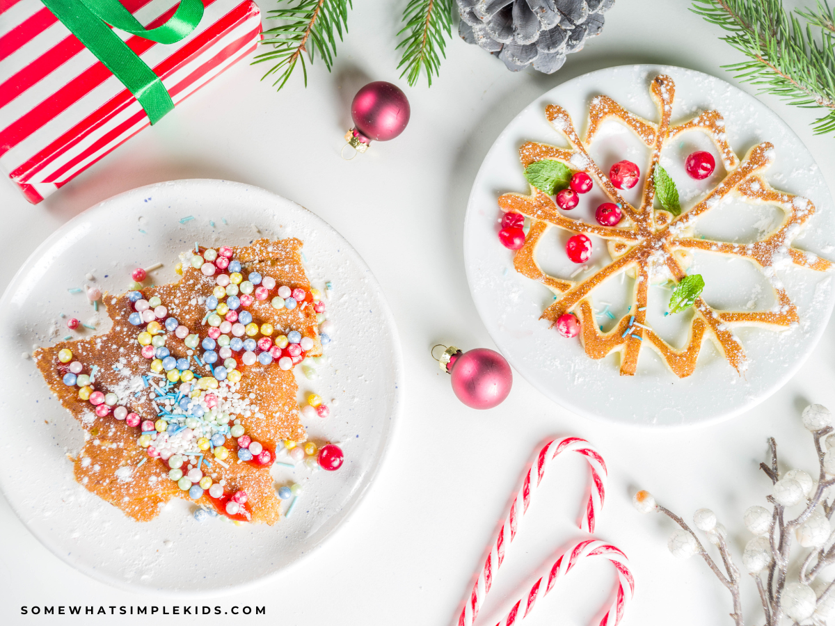 overhead shot of a festive christmas breakfast