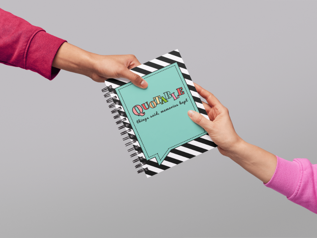handing a quote book between two people