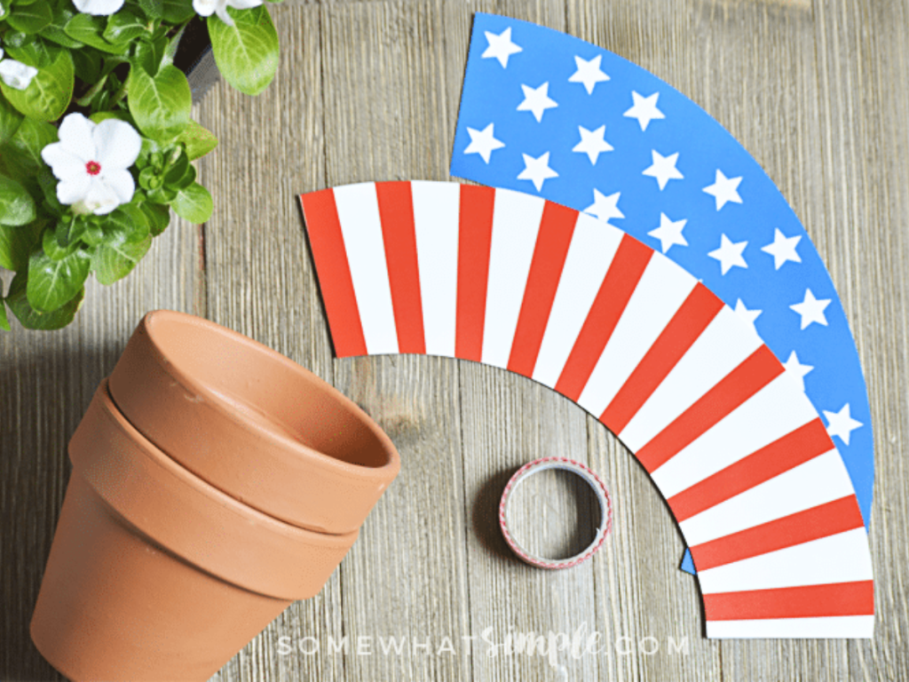 supplies needed to make patriotic pot wrappers