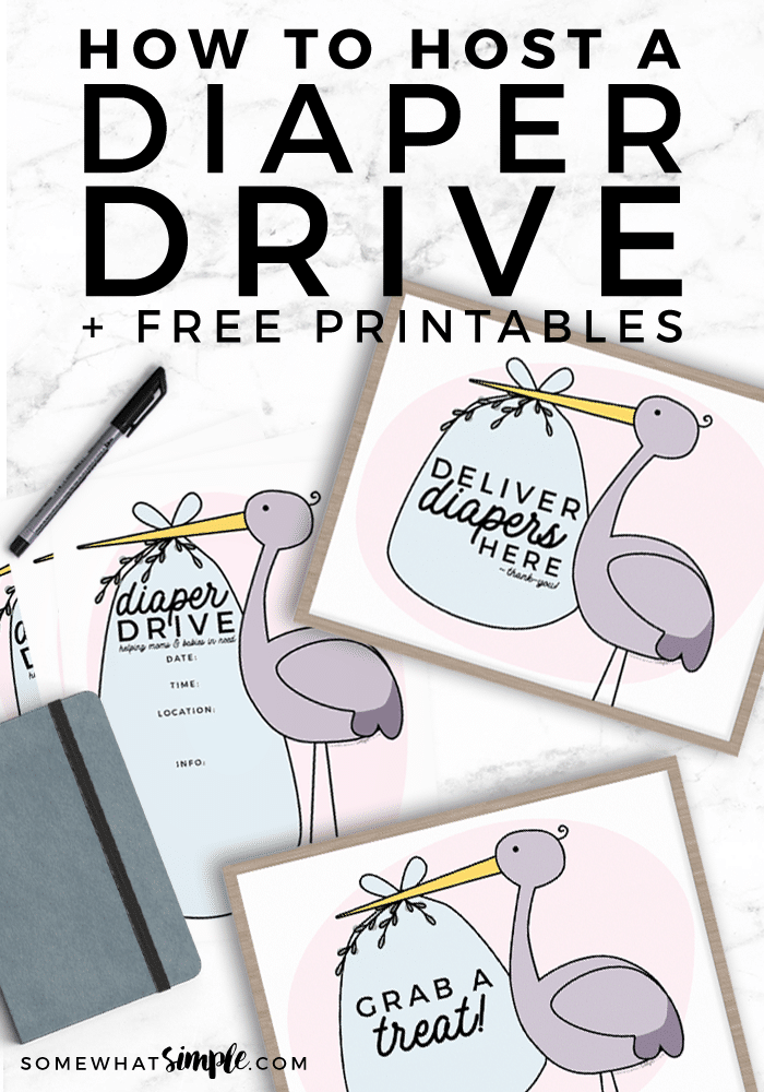 long image of diaper drive printables on a white counter