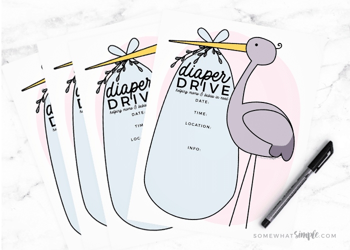 diaper drive invites laying on the counter